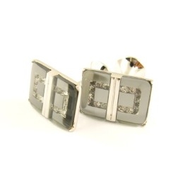 Titanium Oblong Cufflinks With Diamonds