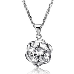 Stable Quality Female Rose Shape Platinum Plating Titanium Necklace