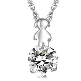 Durable In Use Female Platinum Plating Titanium Necklace With Diamond