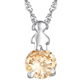 Durable In Use Female Platinum Plating Titanium Necklace With Diamond