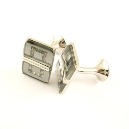 Titanium Oblong Cufflinks With Diamonds