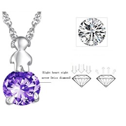 Durable In Use Female Platinum Plating Titanium Necklace With Diamond