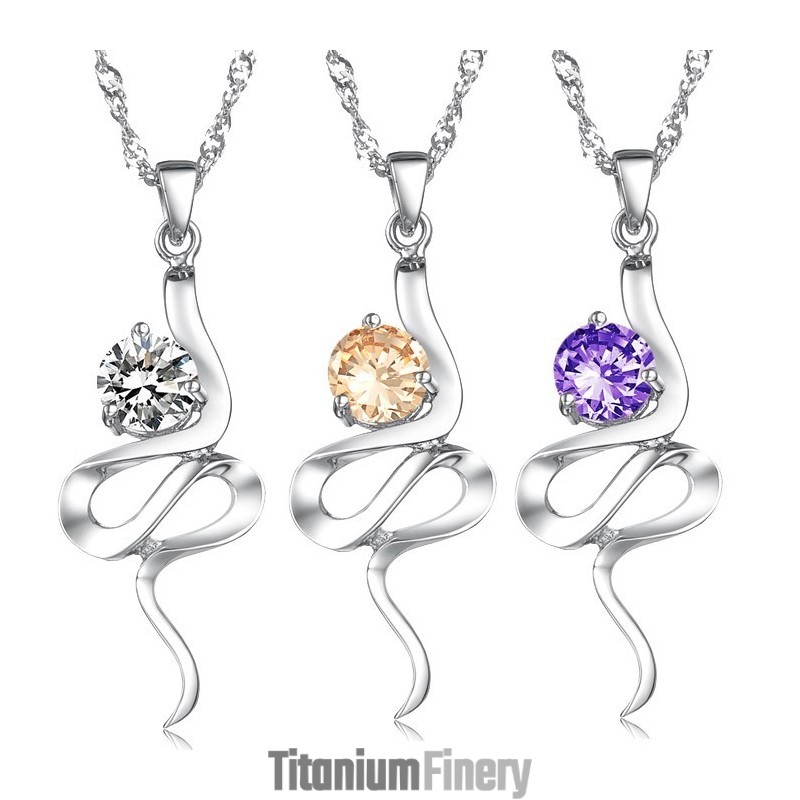 Reliable Reputation Female Purple Platinum Plating Titanium Necklace With Rhinestone Reliable Reputation Female Purple Platinum Plating Titanium Necklace With Rhinestone