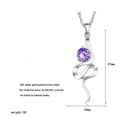 Reliable Reputation Female Purple Platinum Plating Titanium Necklace With Rhinestone