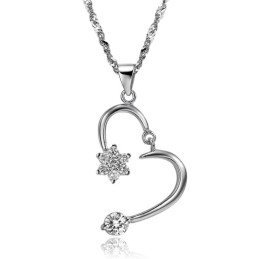 Quality And Quantity Assured Female Platinum Plating Titanium Necklace With Rhinestone