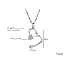 Quality And Quantity Assured Female Platinum Plating Titanium Necklace With Rhinestone