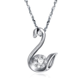 Easy To Use Female Platinum Plating Titanium Necklace With Rhinestone