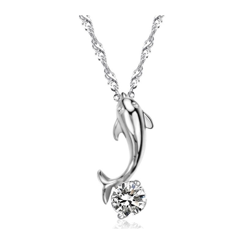 Quality And Quantity Assured Female Dolphin Shape Platinum Plating Titanium Necklace With Diamond Quality And Quantity Assured Female Dolphin Shape Platinum Plating Titanium Necklace With Diamond