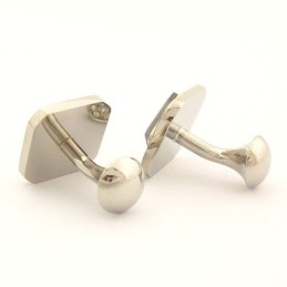 Titanium Square Cufflinks With Blue Crystal And Diamonds