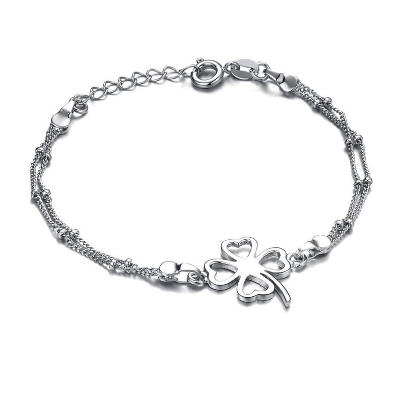 Quality And Quantity Assured Female Clover Shape Platinum Plating Titanium Anklet Quality And Quantity Assured Female Clover Shape Platinum Plating Titanium Anklet