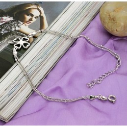 Quality And Quantity Assured Female Clover Shape Platinum Plating Titanium Anklet