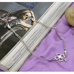 Quality And Quantity Assured Female Clover Shape Platinum Plating Titanium Anklet