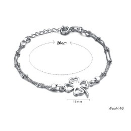 Quality And Quantity Assured Female Clover Shape Platinum Plating Titanium Anklet