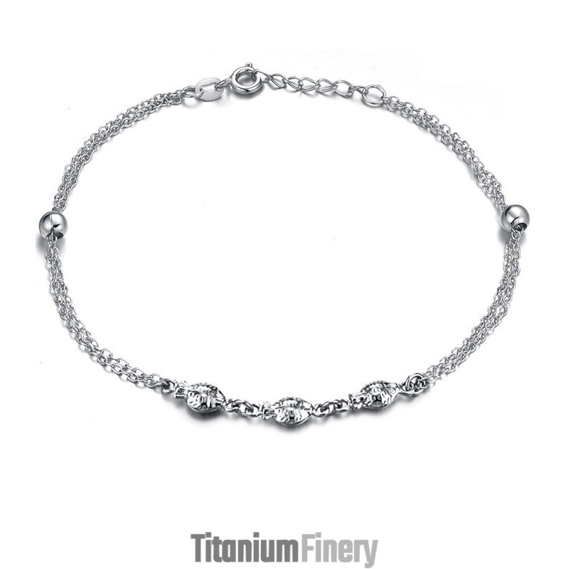 Excellent Quality Female Fish Shape Platinum Plating Titanium Anklet Excellent Quality Female Fish Shape Platinum Plating Titanium Anklet