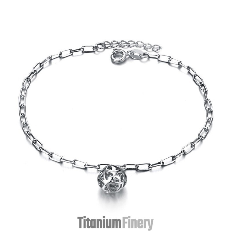 Quality And Quantity Assured Female Hollow Ball Shape Platinum Plating Titanium Anklet Quality And Quantity Assured Female Hollow Ball Shape Platinum Plating Titanium Anklet