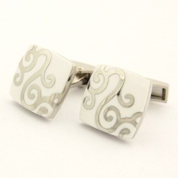 Titanium And White Plated Classical Cufflinks
