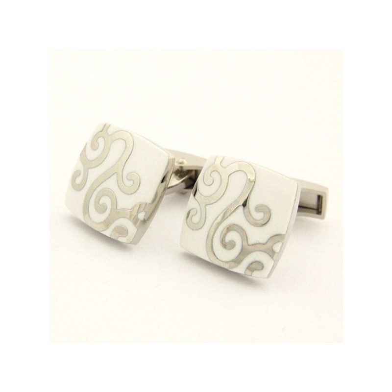 Titanium And White Plated Classical Cufflinks Titanium And White Plated Classical Cufflinks