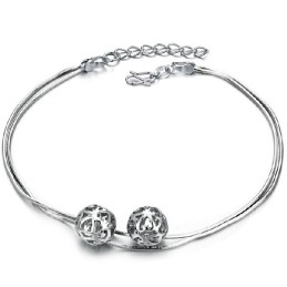 Complete In Specifications Female Hollow Ball Shape Platinum Plating Titanium Anklet