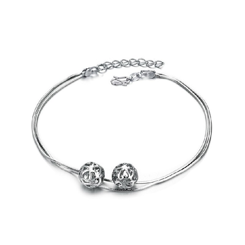 Complete In Specifications Female Hollow Ball Shape Platinum Plating Titanium Anklet