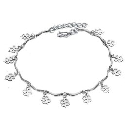 Quality And Quantity Assured Female Clover Shape Platinum Plating Titanium Anklet