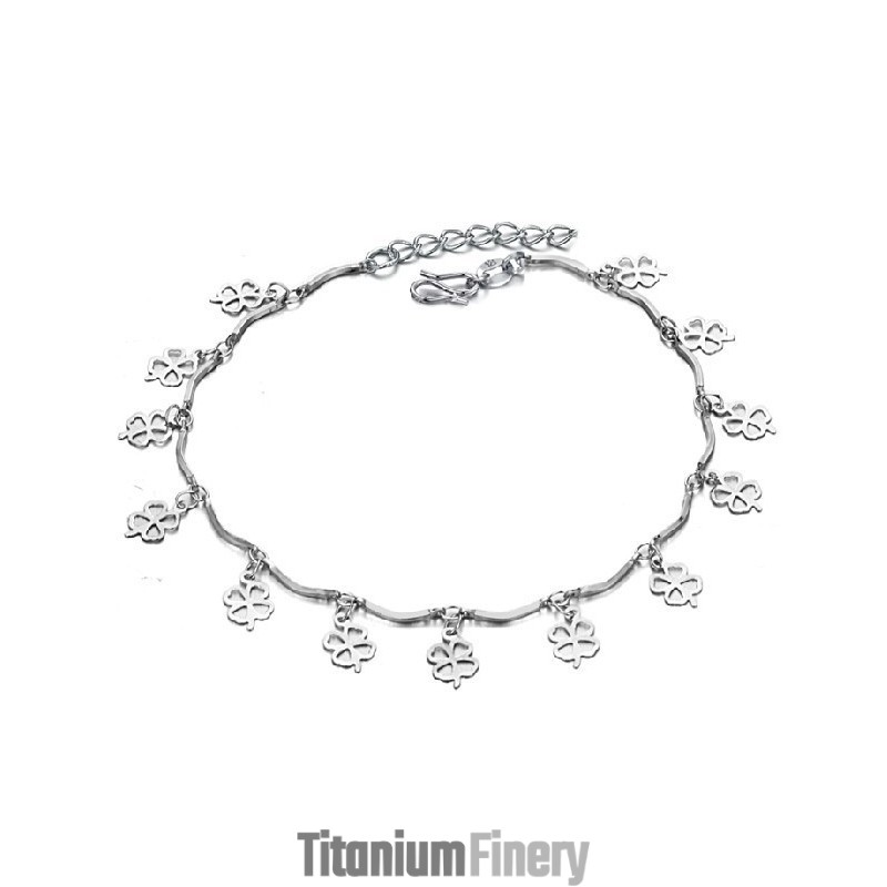 Quality And Quantity Assured Female Clover Shape Platinum Plating Titanium Anklet Quality And Quantity Assured Female Clover Shape Platinum Plating Titanium Anklet