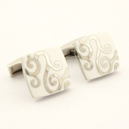 Titanium And White Plated Classical Cufflinks