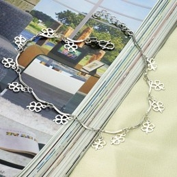 Quality And Quantity Assured Female Clover Shape Platinum Plating Titanium Anklet