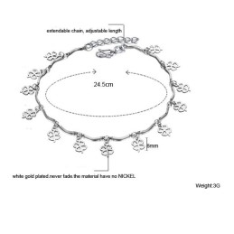 Quality And Quantity Assured Female Clover Shape Platinum Plating Titanium Anklet