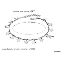 Reliable Reputation Female Butterfly Shape Platinum Plating Titanium Anklet