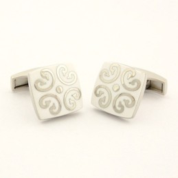 Titanium And White Plated Classical Cufflinks