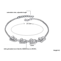 Excellent Quality Female Hollow Sweetheart Platinum Plating Titanium Anklet
