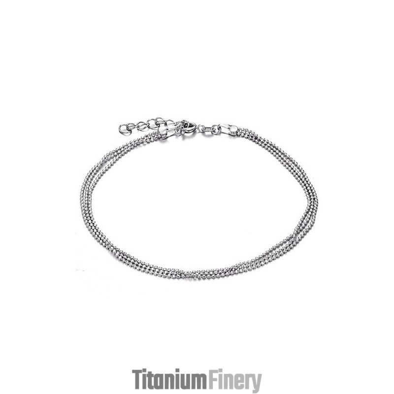 High Quality Female Platinum Plating Titanium Anklet With Beads