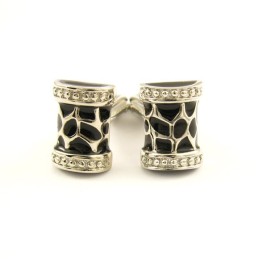 Black Flower Drum Titanium Cufflinks