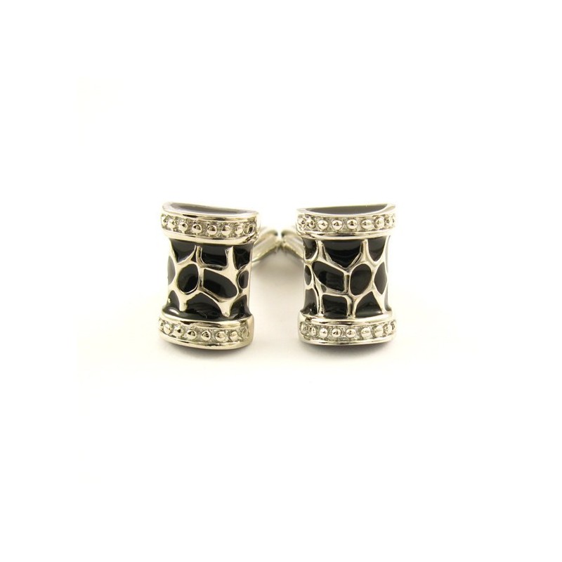 Black Flower Drum Titanium Cufflinks