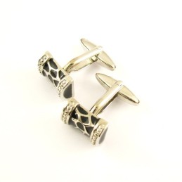 Black Flower Drum Titanium Cufflinks