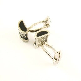 Black Flower Drum Titanium Cufflinks