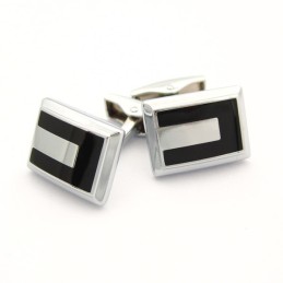 Fashion Tridimensional Titanium And Black Plated Cufflinks