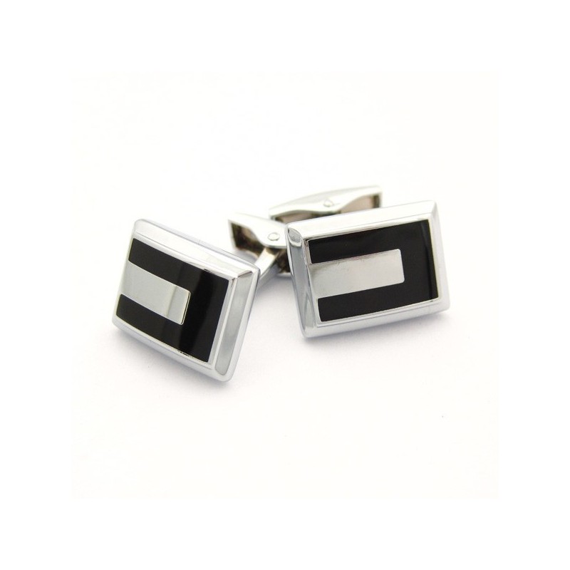 Fashion Tridimensional Titanium And Black Plated Cufflinks Fashion Tridimensional Titanium And Black Plated Cufflinks