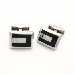 Fashion Tridimensional Titanium And Black Plated Cufflinks