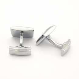 Fashion Tridimensional Titanium And Black Plated Cufflinks