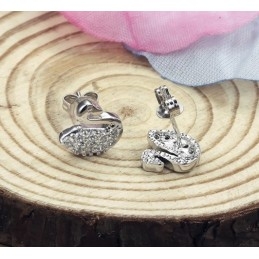 Durable In Use Female Swan Shape Platinum Plating Titanium Earrings With Diamond