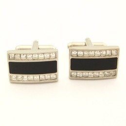 Classics Titanium And Black Plated Oblong Cufflinks