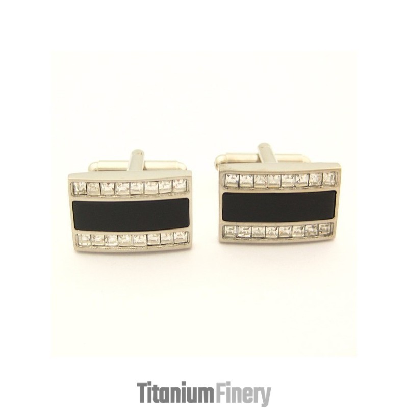 Classics Titanium And Black Plated Oblong Cufflinks Classics Titanium And Black Plated Oblong Cufflinks