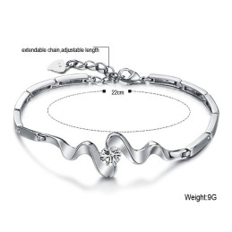 Wide Varieties Female Classic Platinum Plating Titanium Bracelet With Rhinestone