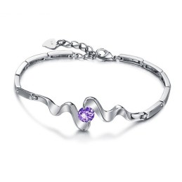 High Quality Female Purple Platinum Plating Titanium Bracelet With Diamond