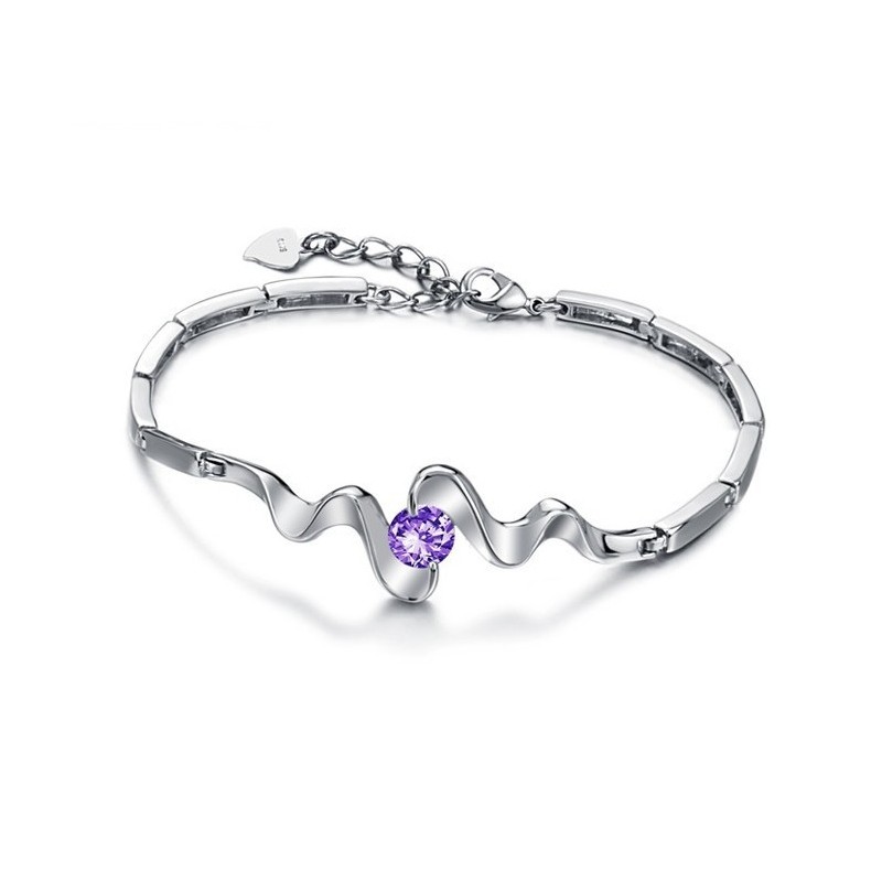 High Quality Female Purple Platinum Plating Titanium Bracelet With Diamond
