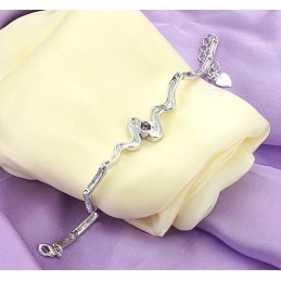 High Quality Female Purple Platinum Plating Titanium Bracelet With Diamond