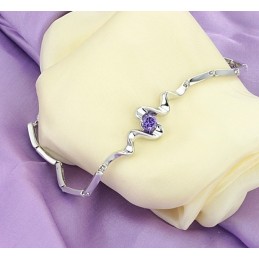 High Quality Female Purple Platinum Plating Titanium Bracelet With Diamond