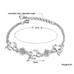 The Queen Of Quality Female Clover Shape Platinum Plating Titanium Bracelet With Diamond