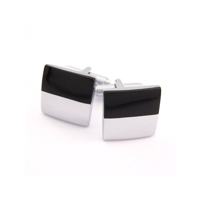 Titanium And Black Plated Square Cufflinks Titanium And Black Plated Square Cufflinks